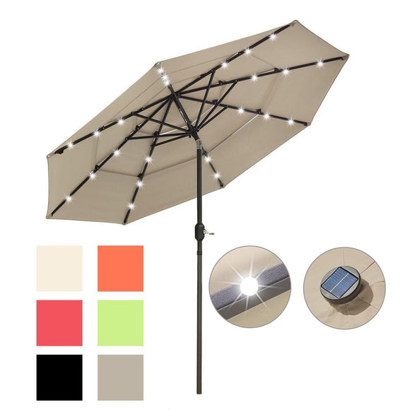 Yescom 9ft Prelit Umbrella 3-Tiered Patio Umbrella with Lights Image