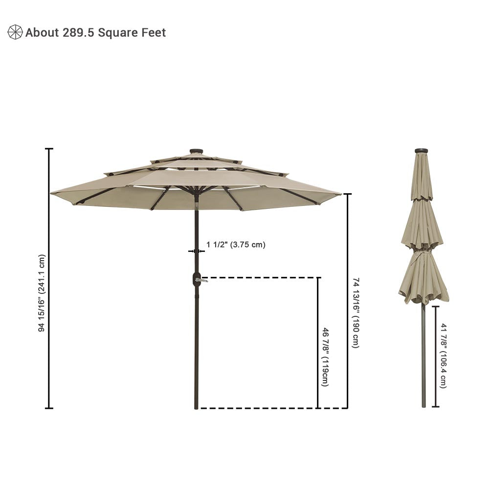 Yescom 9ft Prelit Umbrella 3-Tiered Patio Umbrella with Lights Image