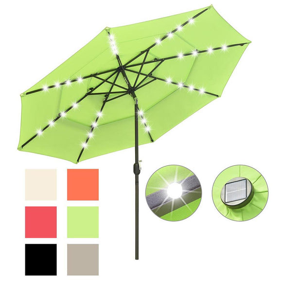 Yescom 10ft Prelit Umbrella 3-Tiered Patio Umbrella with Lights Image