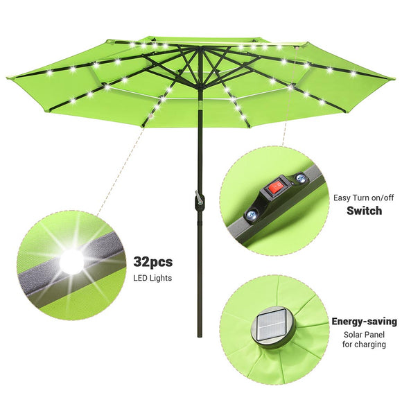 Yescom 10ft Prelit Umbrella 3-Tiered Patio Umbrella with Lights Image