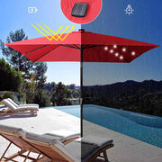 Yescom Prelit Patio Umbrella with Lights Square 9' 8-Rib Red Image