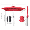 Yescom Prelit Patio Umbrella with Lights Square 9' 8-Rib Red