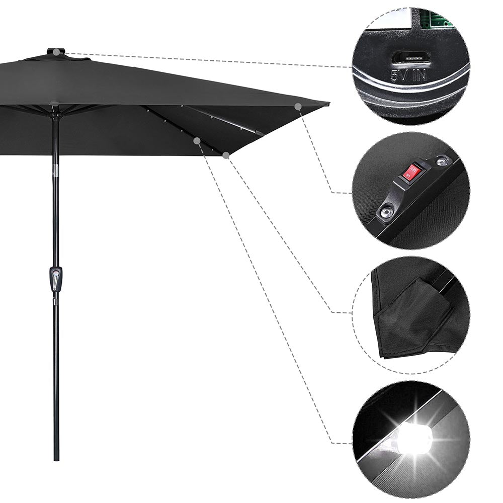 Yescom Prelit Patio Umbrella with Lights Square 10' 8-Rib Image