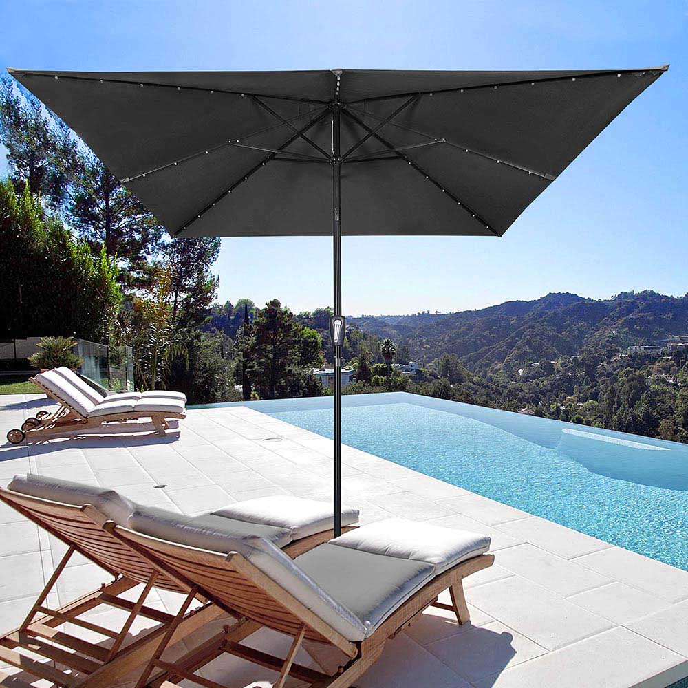 Yescom Prelit Patio Umbrella with Lights Square 10' 8-Rib Image