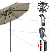 Yescom 9ft 8-Rib Patio Umbrella Tilt 220gsm Canopy UV50+ Image