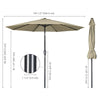 Yescom 9ft 8-Rib Patio Umbrella Tilt 220gsm Canopy UV50+