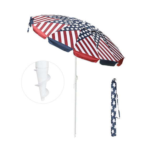 Yescom Beach Umbrella Tilt 6 ft 12-rib w/ Anchor Image