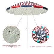 Yescom Beach Umbrella Tilt 6 ft 12-rib w/ Anchor Image