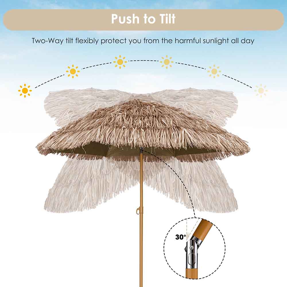 Yescom 8ft Tiki Umbrella Tilt Patio Outdoor Umbrella 8-rib 2ct/Pack Image