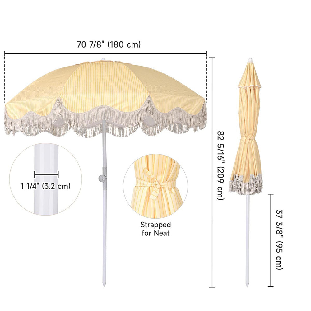 Yescom Fringe Beach Umbrella 6ft 8-rib with Anchor Image