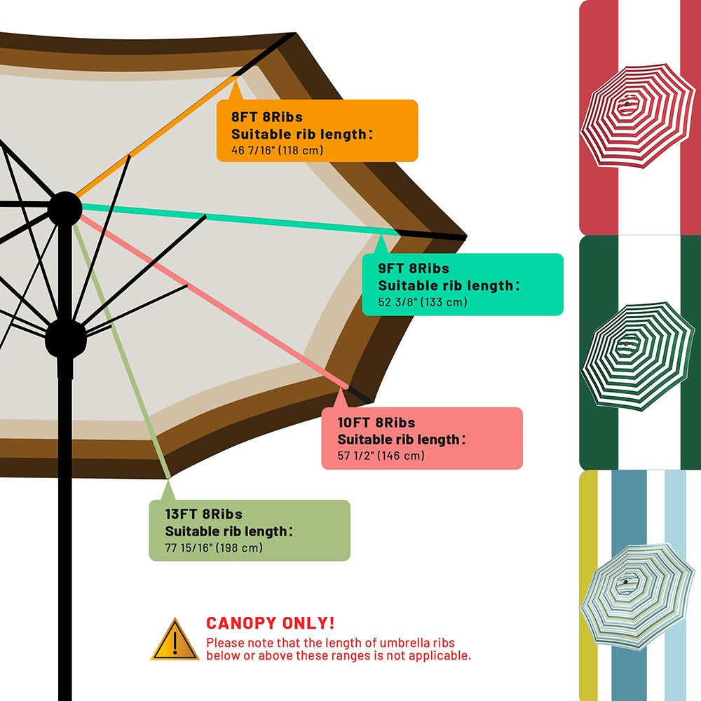 Yescom 9' 8-Rib Outdoor Market Umbrella Replacement Canopy Image