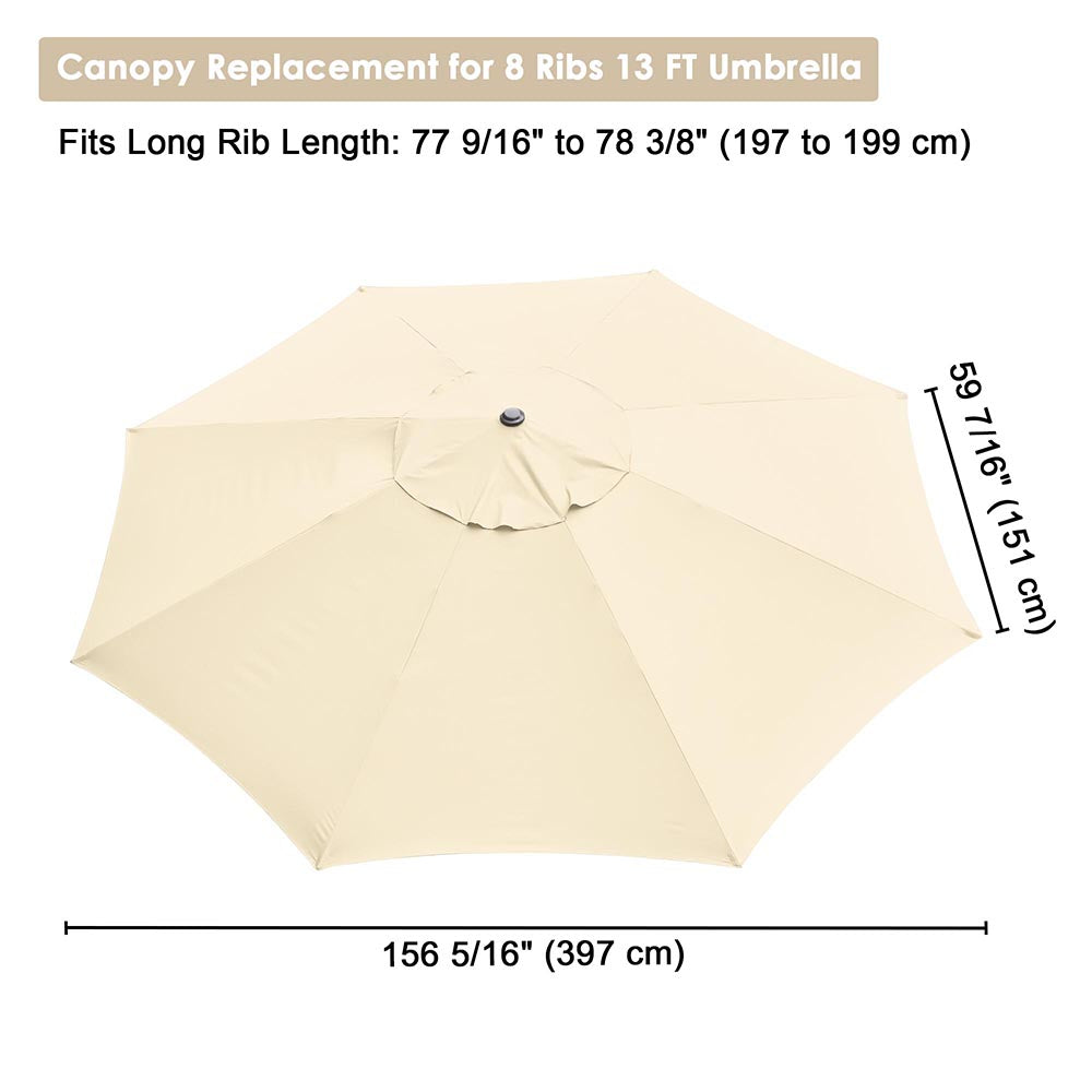 Yescom 13' Outdoor Market Umbrella Replacement Canopy 8-Rib, Beige Image