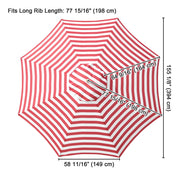 Yescom 13' Outdoor Market Umbrella Replacement Canopy 8-Rib, Red White Image