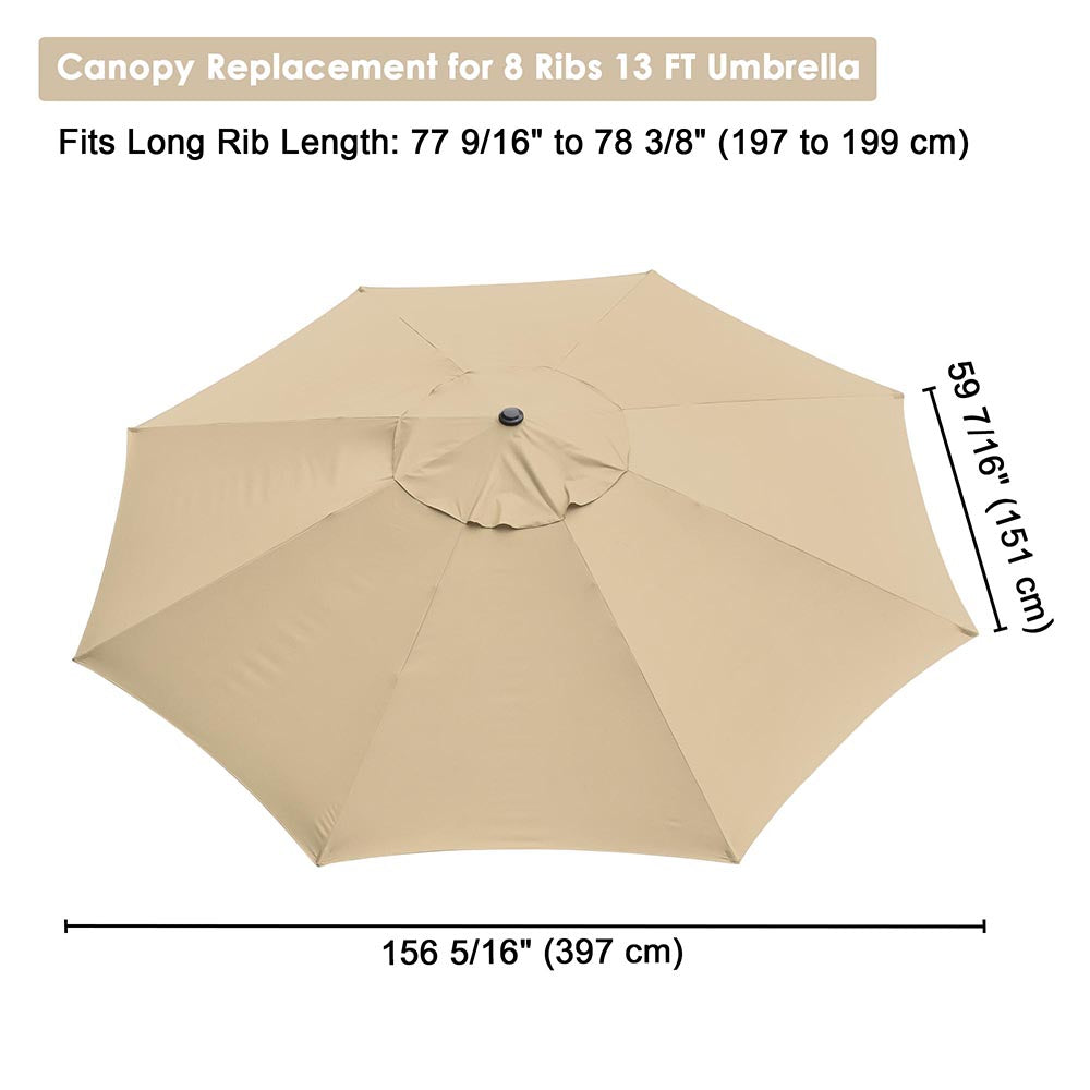 Yescom 13' Outdoor Market Umbrella Replacement Canopy 8-Rib, Khaki Image