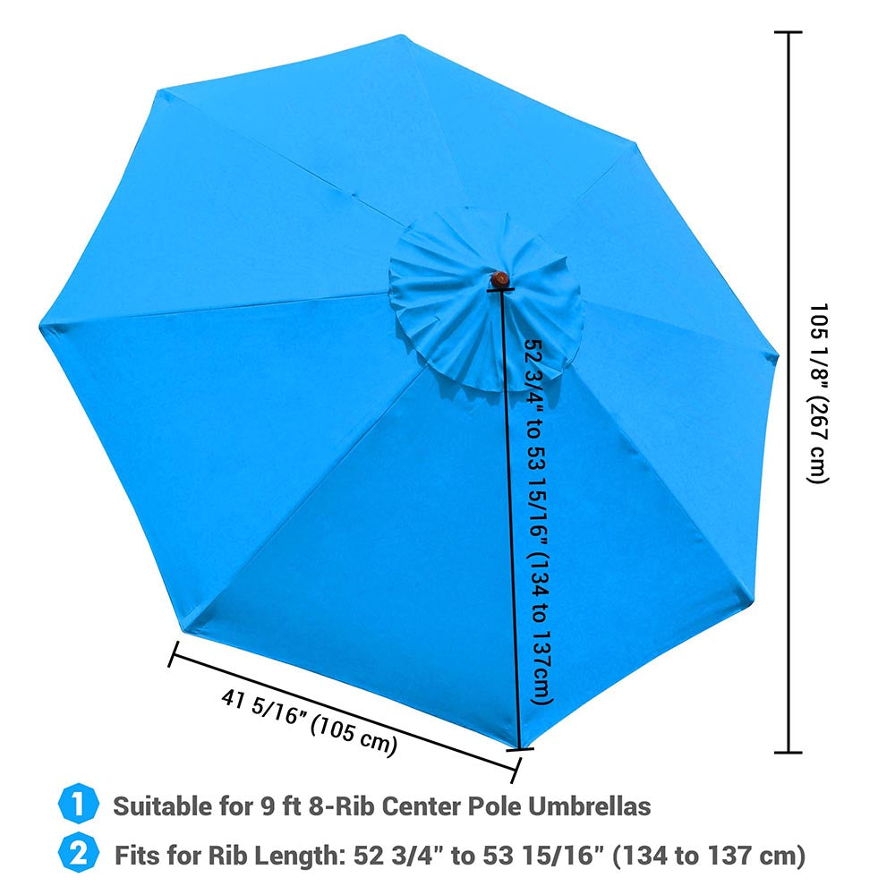 Yescom 9' 8-Rib Outdoor Market Umbrella Replacement Canopy, Blue Image