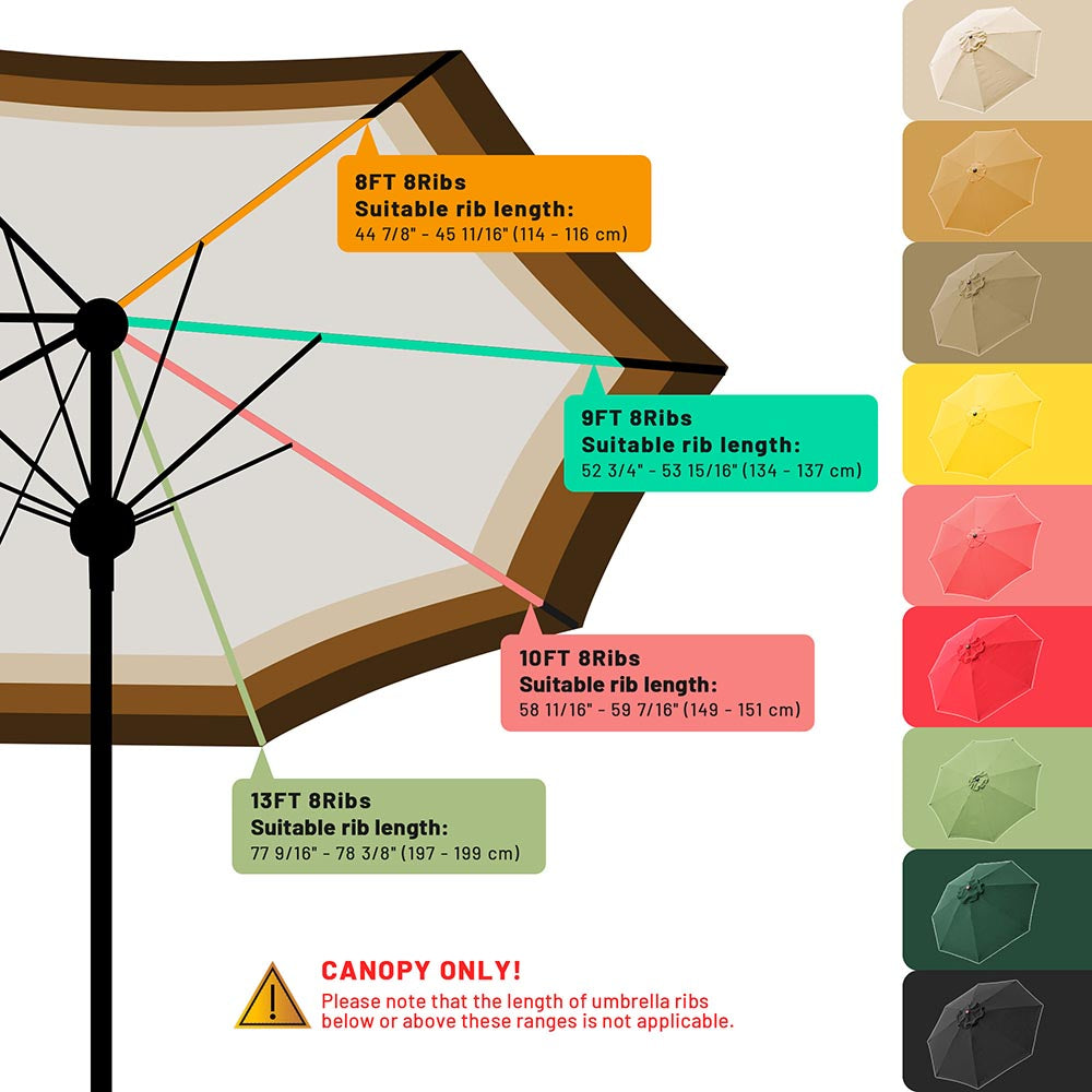 Yescom 9' 8-Rib Outdoor Market Umbrella Replacement Canopy Image