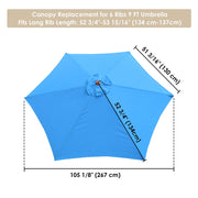 Yescom 9' 6-Rib Outdoor Patio Umbrella Replacement Canopy Multiple Colors, Blue Image