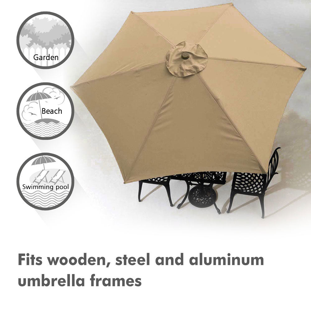 Yescom 9' 6-Rib Outdoor Patio Umbrella Replacement Canopy Multiple Colors Image