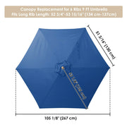 Yescom 9' 6-Rib Outdoor Patio Umbrella Replacement Canopy Multiple Colors, Navy Image