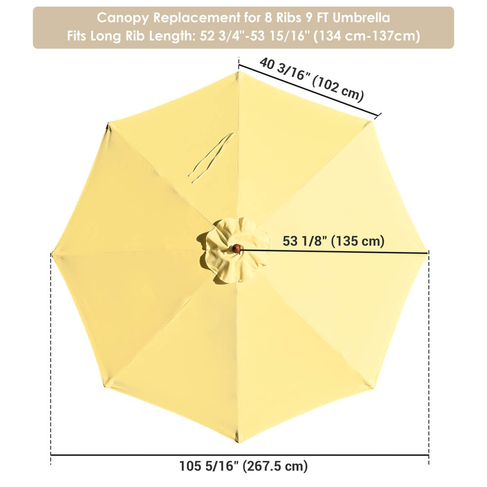 Yescom 9' 8-Rib Outdoor Market Umbrella Replacement Canopy, Naples FL Yellow Image