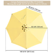 Yescom 9' 8-Rib Outdoor Market Umbrella Replacement Canopy, Naples FL Yellow Image