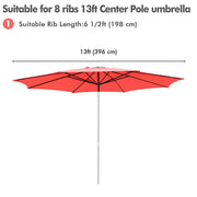 Yescom 13' Outdoor Market Umbrella Replacement Canopy 8-Rib Image