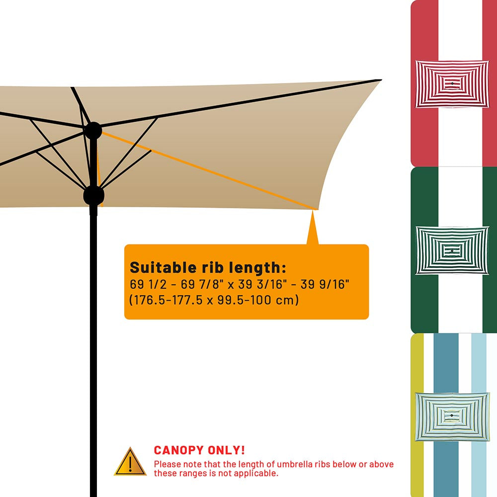 Yescom 10x6.5ft Canopy Replacement for Patio Rectangle Market Umbrellas Image