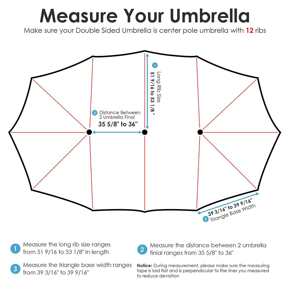 Yescom Umbrella Replacement Canopy 15x9ft 12-Rib Rectangle Image