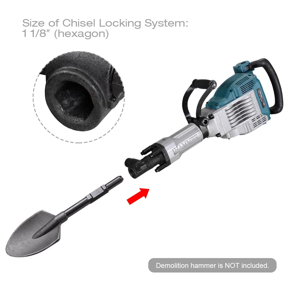 Yescom Electric Jack Hammer Pointed Clay Spade Shovel Bit 1-1/8" Hex Steel Image