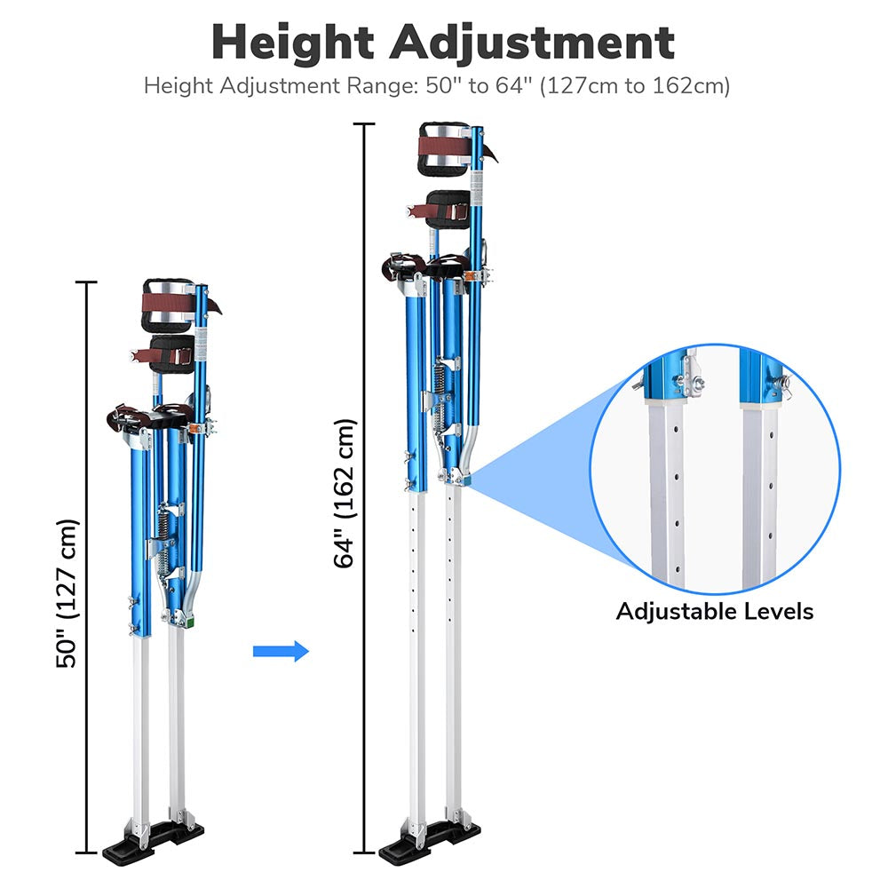 Yescom Drywall Stilts 50" - 64" Adjustable Aluminum Color Options Image