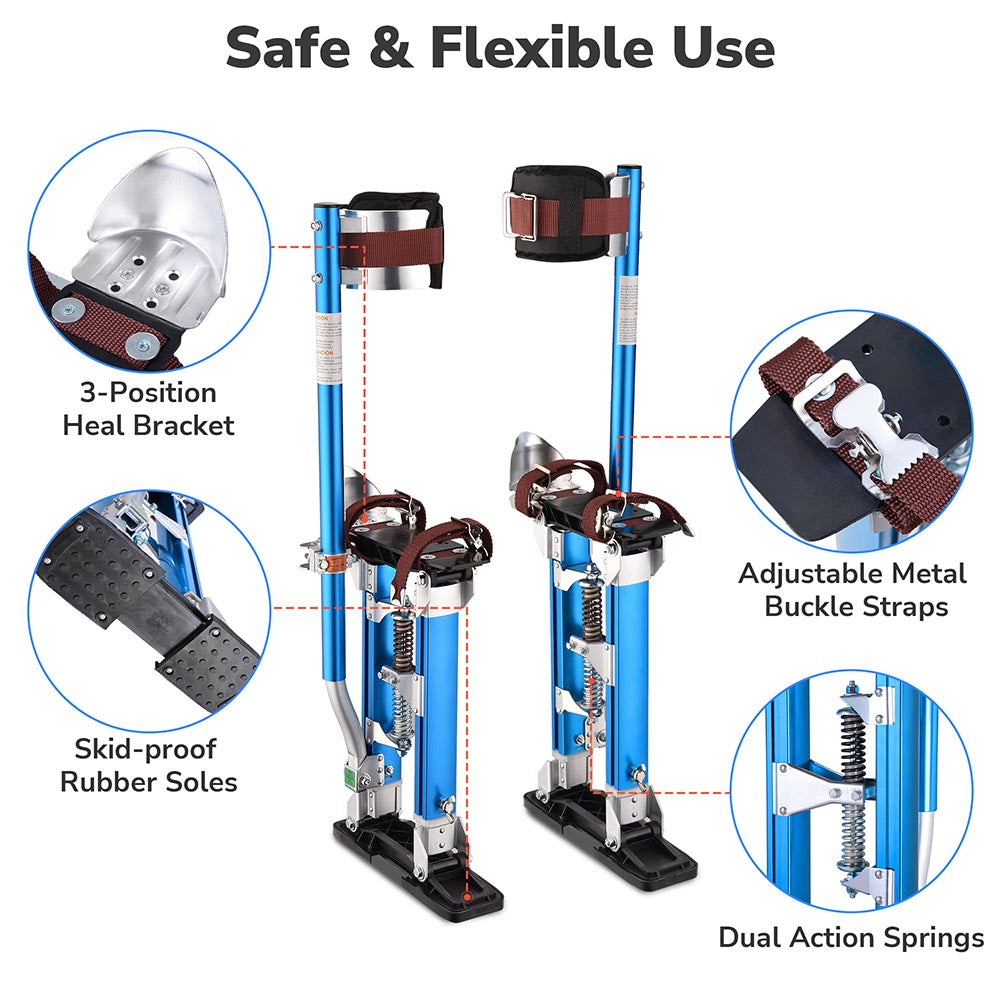 Yescom Drywall Stilts 16" - 24" Adjustable Aluminum Color Options Image