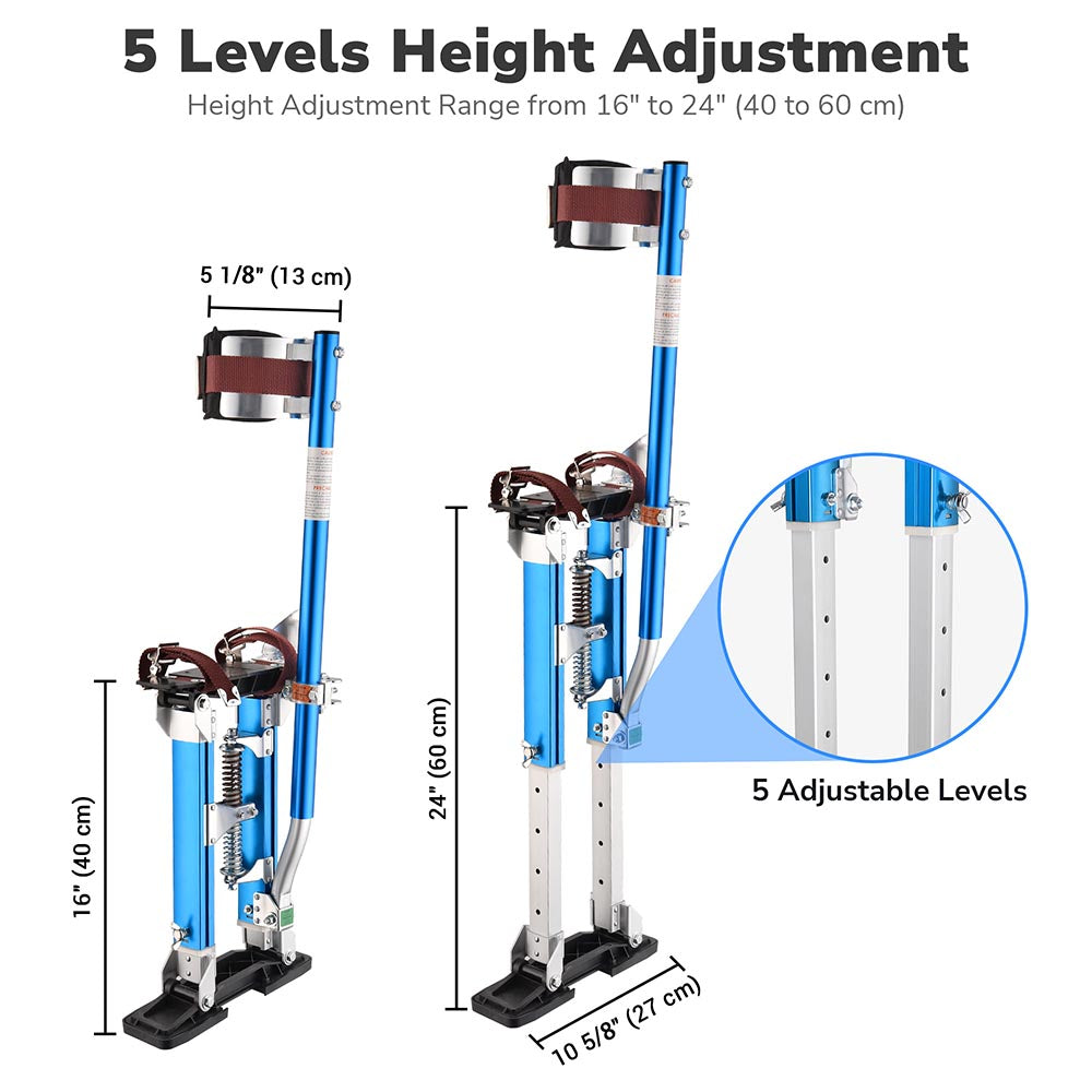 Yescom Drywall Stilts 16" - 24" Adjustable Aluminum Color Options Image