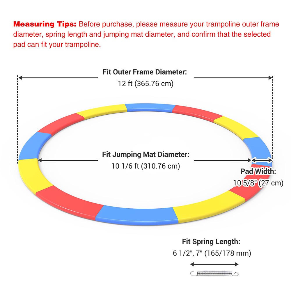 Yescom 12 Foot Trampoline Pad Safety Pad Rainbow Padding Image