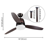 Yescom 52" Ceiling Fan with LED Light & Remote 3 Blades Image