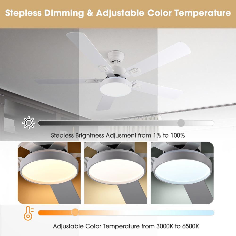 Yescom 52" Ceiling Fan w/ Light Remote 3-Blade Image