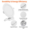 Yescom SMD LED Recessed Ceiling Light with Driver, 6-Pack 12W