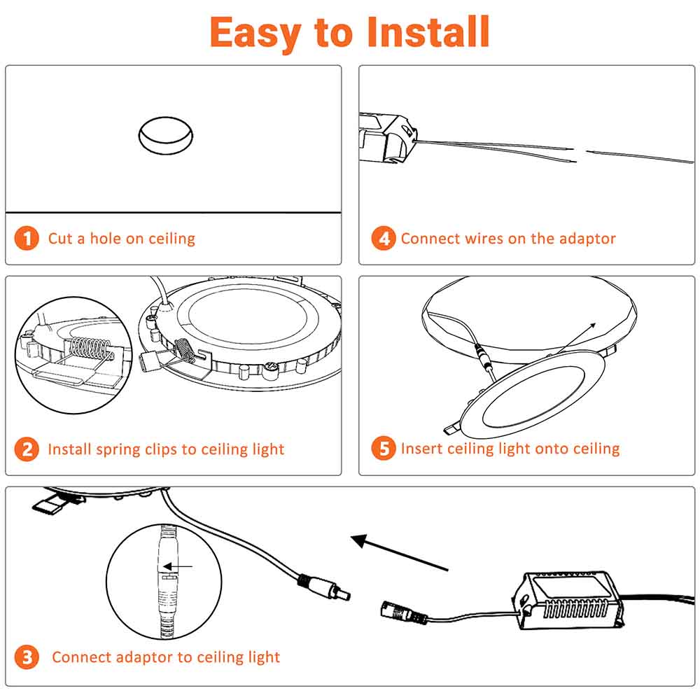 Yescom 15W LED Recessed Ceiling Light w/ Driver Warm White Image