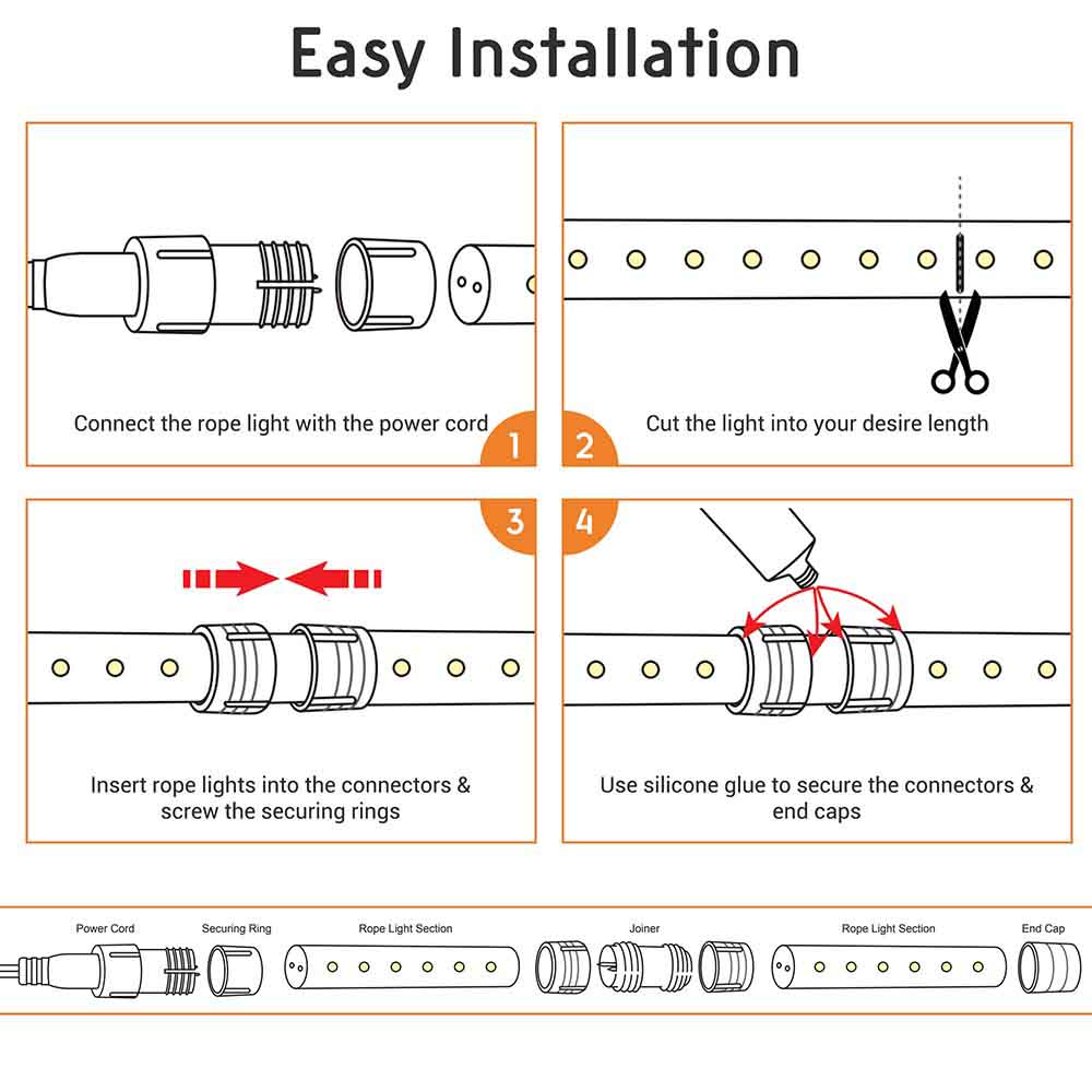 Yescom LED Rope Light Outdoor Waterproof 50ft Image