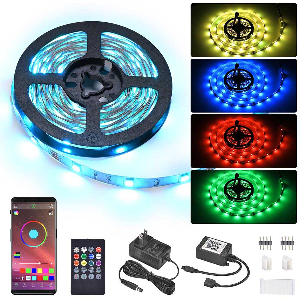 Yescom 16ft LED Strip Light Bluetooth App Music Remote Multi-Color Image