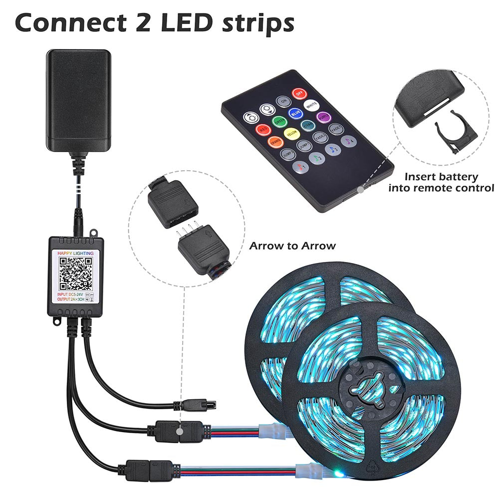 Yescom 16ft LED Strip Light Bluetooth App Music Remote Multi-Color Image