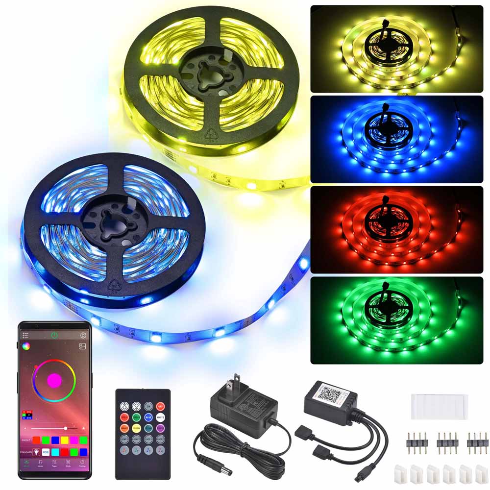 Yescom 32ft LED Strip Lights Bluetooth App Music Remote Multi-Color Image