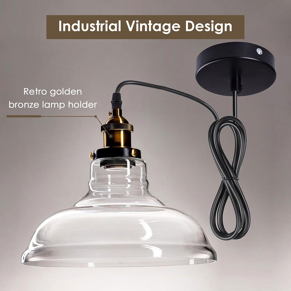 Yescom Pendant Light Glass Shade 11in Industrial Lighting Clear Image