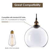 Yescom Pendant Light Glass Globe Shade 9 4/5 in Vintage Classic Clear Image