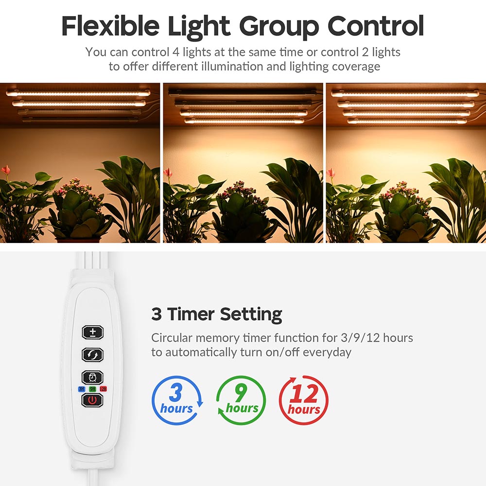 Yescom Full Spectrum Grow Light with Timer 8-Strips Indoor Growing Image