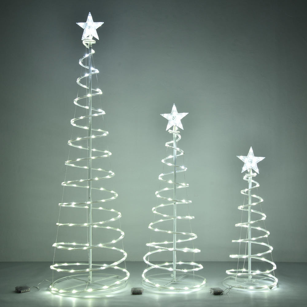 Yescom Lighted Spiral Christmas Trees 6' 4' 3' Battery Powered, Cool White Image