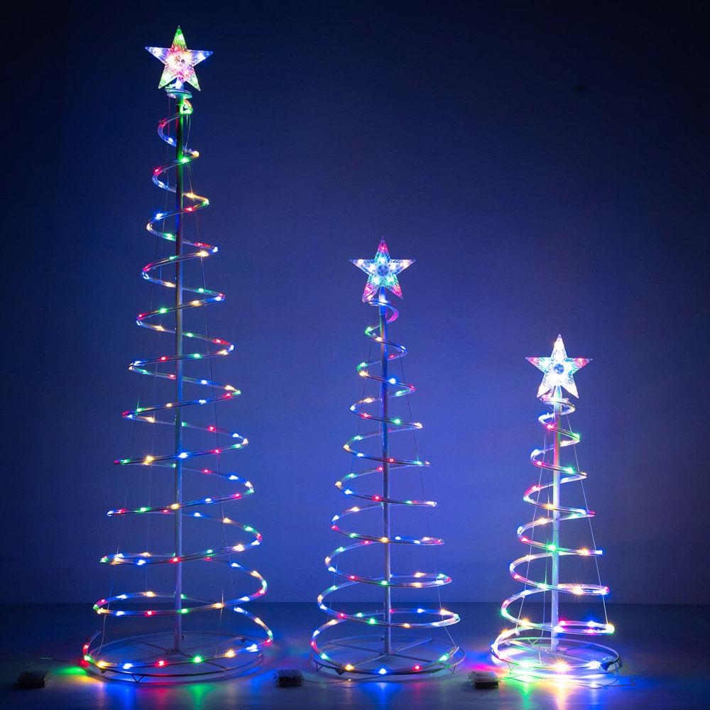 Yescom Lighted Spiral Christmas Trees 6' 4' 3' Battery Powered, RGBY Image