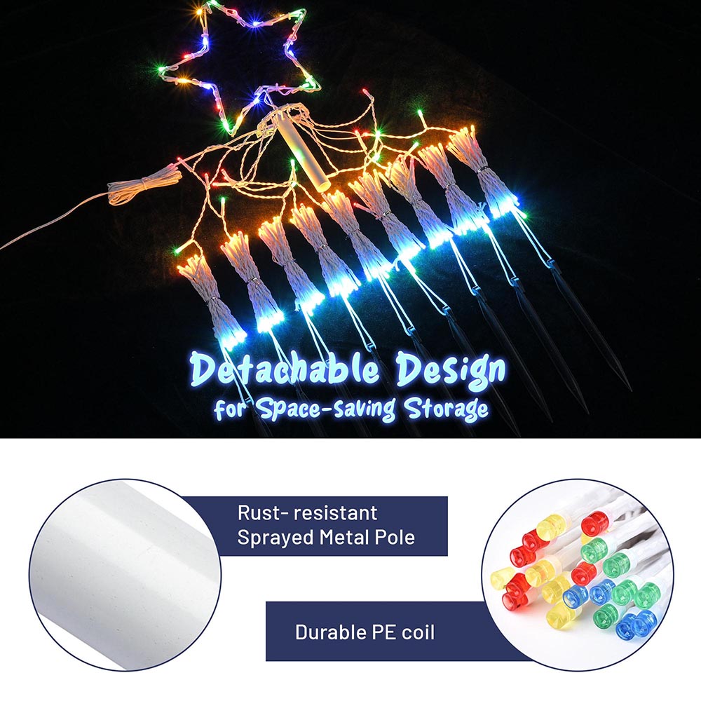 Yescom Christmas Tree Light 9 String Lights with Star & Pole Image