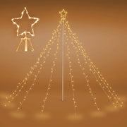 Yescom Christmas Tree Light 9 String Lights with Star & Pole, 12ft Warm White Image