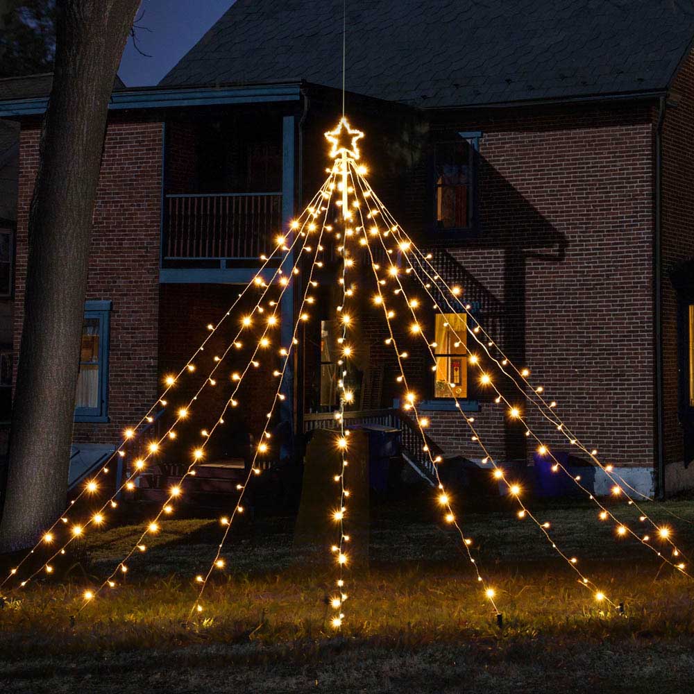 TheLAShop Christmas Tree Light with Pole & Star 9 Strings