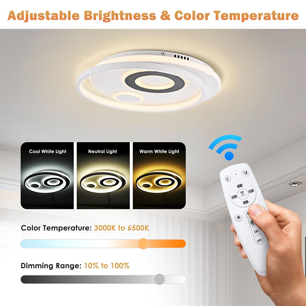 Yescom Modern Circle Ceiling Flush Light with Remote Image